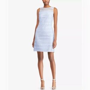 LAUREN RALPH LAUREN Light Blue Lace Sleeveless Dress Size 4